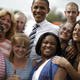 Then-Sen. Barack Obama poses for a picture with a mixed group of unionized workers. (Reuters/Jason Reed)